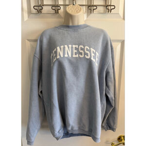 chicka-d women's corded fabric crewneck Tennessee sweatshirt light blue size S